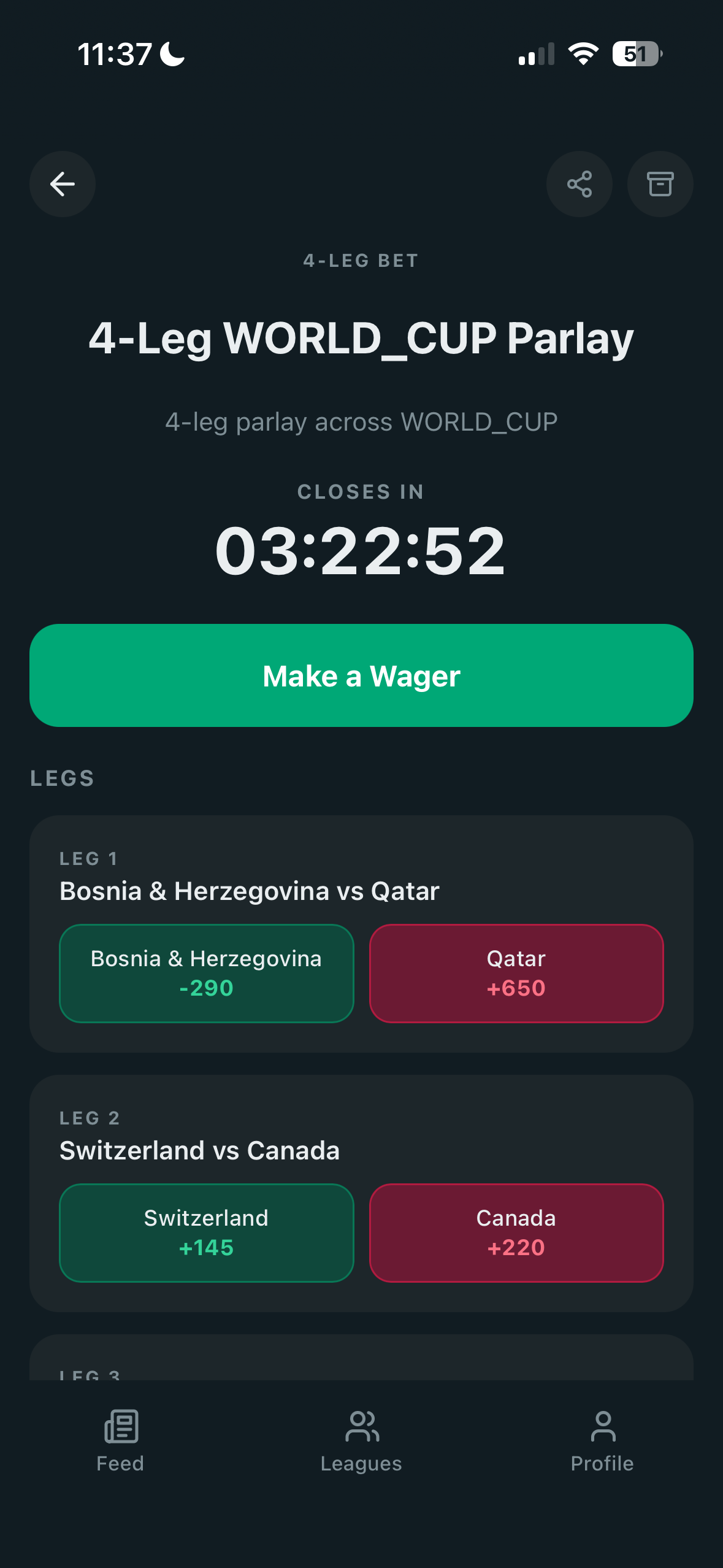 Multi-leg parlay